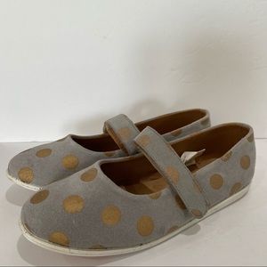 EMU Australia Dress Shoes Big Girl Size 4 Spot Ballet Flats Gray Suede with Gold